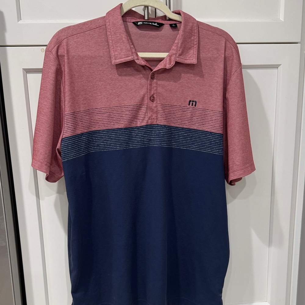 Travis Mathew Red and Navy Polo Shirt